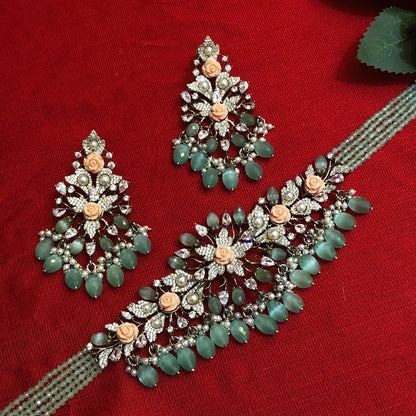 Nayra Floral Pastel Zircon Choker Set