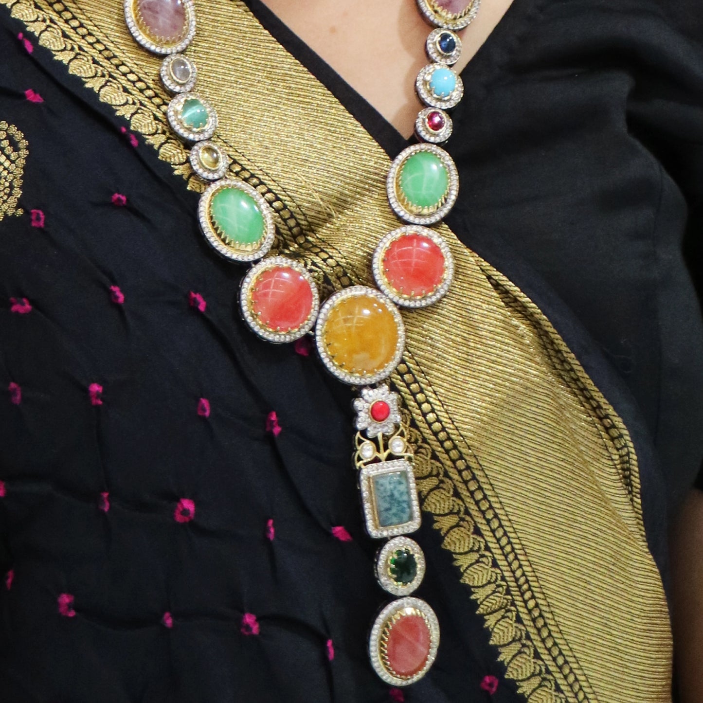Navratna Harmony Jadau Necklace Set