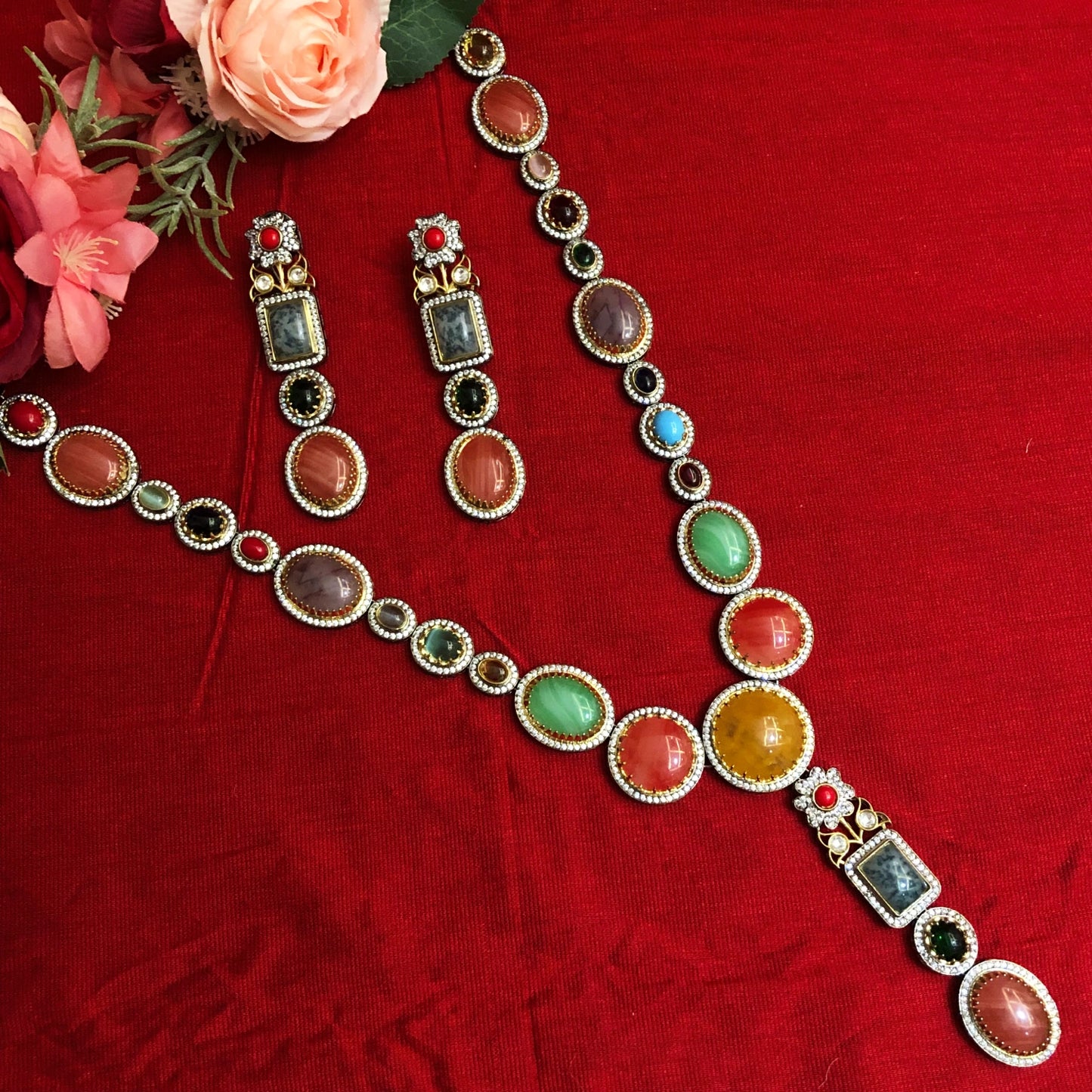 Navratna Harmony Jadau Necklace Set