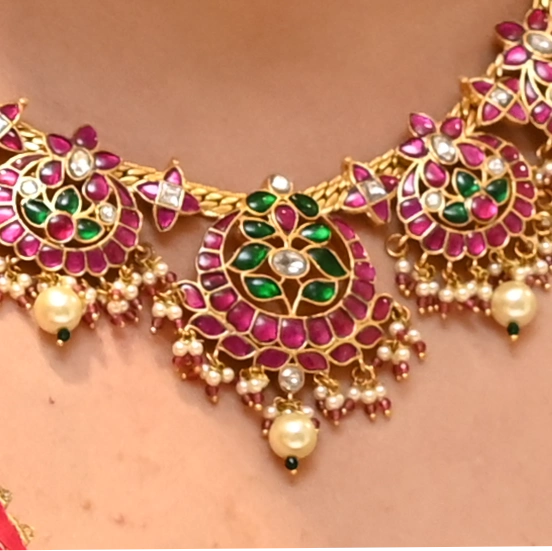 Traditional Temple Design Enamelled Necklace