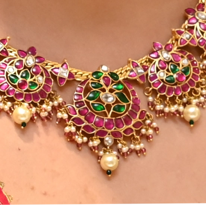 Traditional Temple Design Enamelled Necklace
