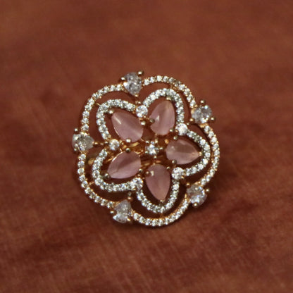 Floral Zircon Cocktail Ring