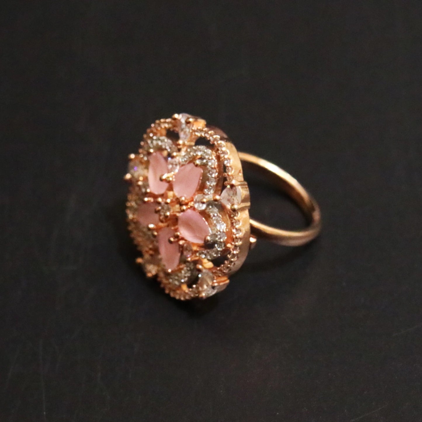 Floral Zircon Cocktail Ring