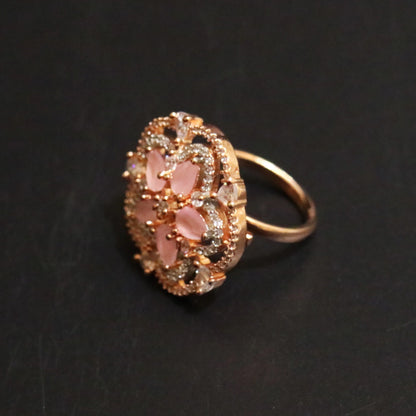 Floral Zircon Cocktail Ring