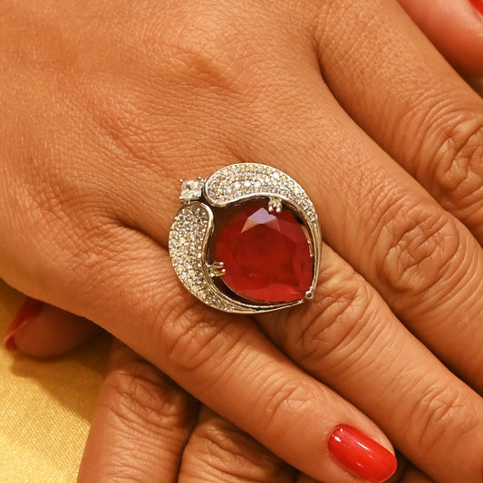 Bold Zircon & Pave Abstract Ring