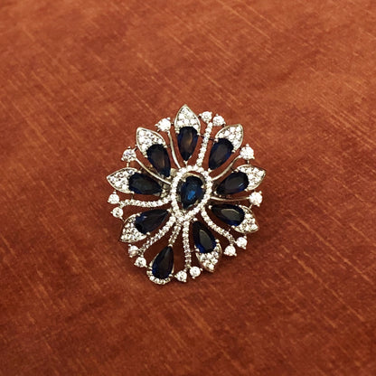 Azure Radiance Floral Zircon Ring