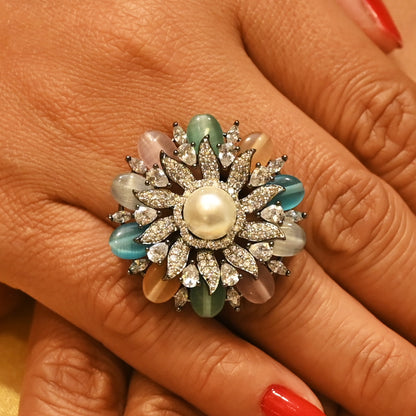 Pastel Garden Pearl Bloom Ring