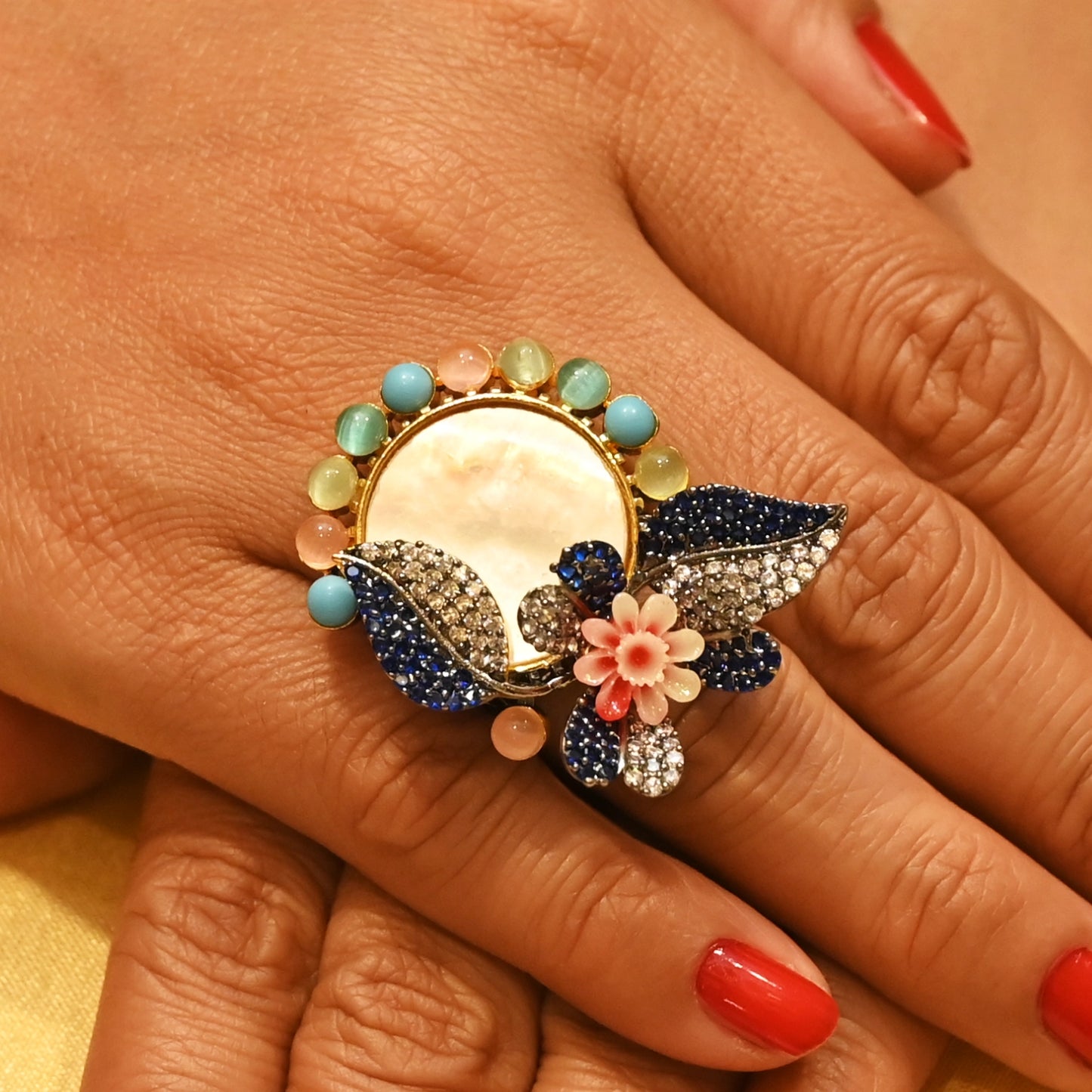 Vintage Floral Zircon Brooch