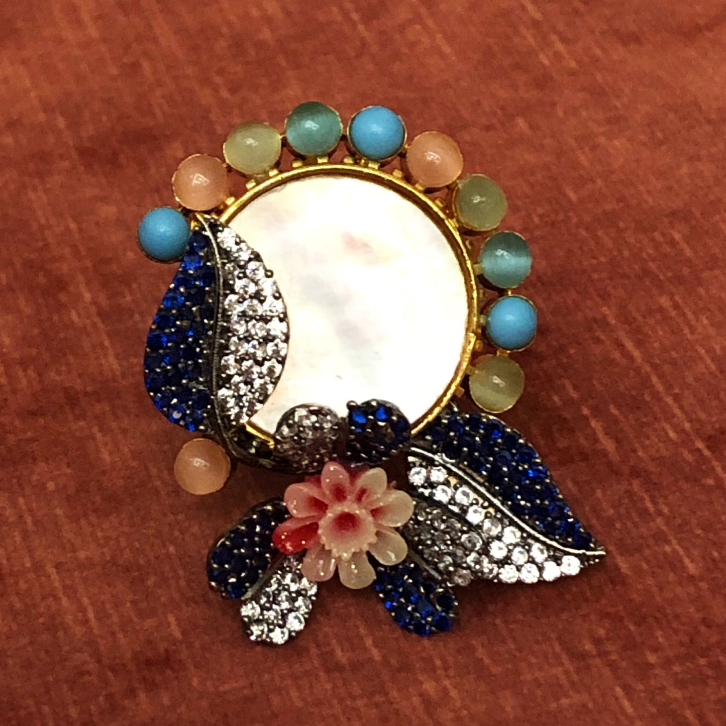 Vintage Floral Zircon Brooch
