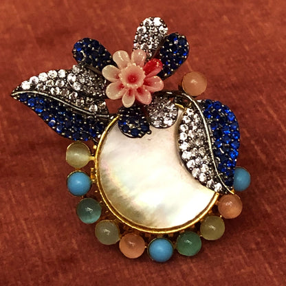 Vintage Floral Zircon Brooch