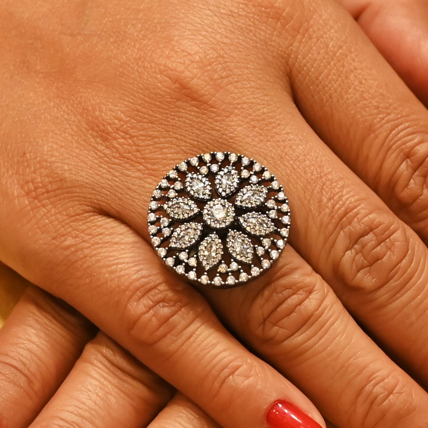 Zircon Flower Statement Ring