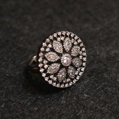 Zircon Flower Statement Ring