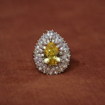 Fancy Yellow Pear Diamond Ring
