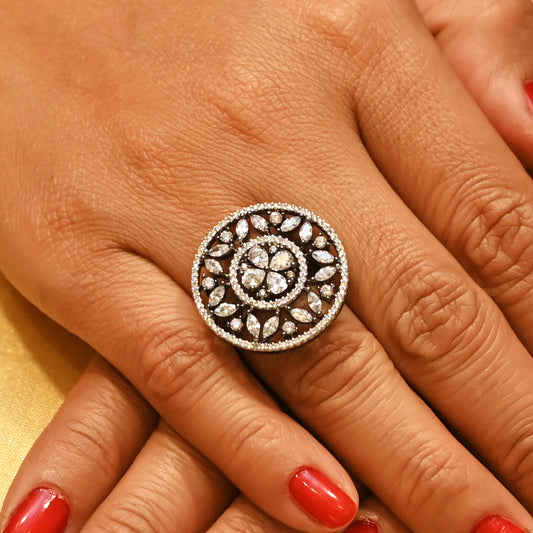 Celestial Bloom Zircon Cocktail Ring