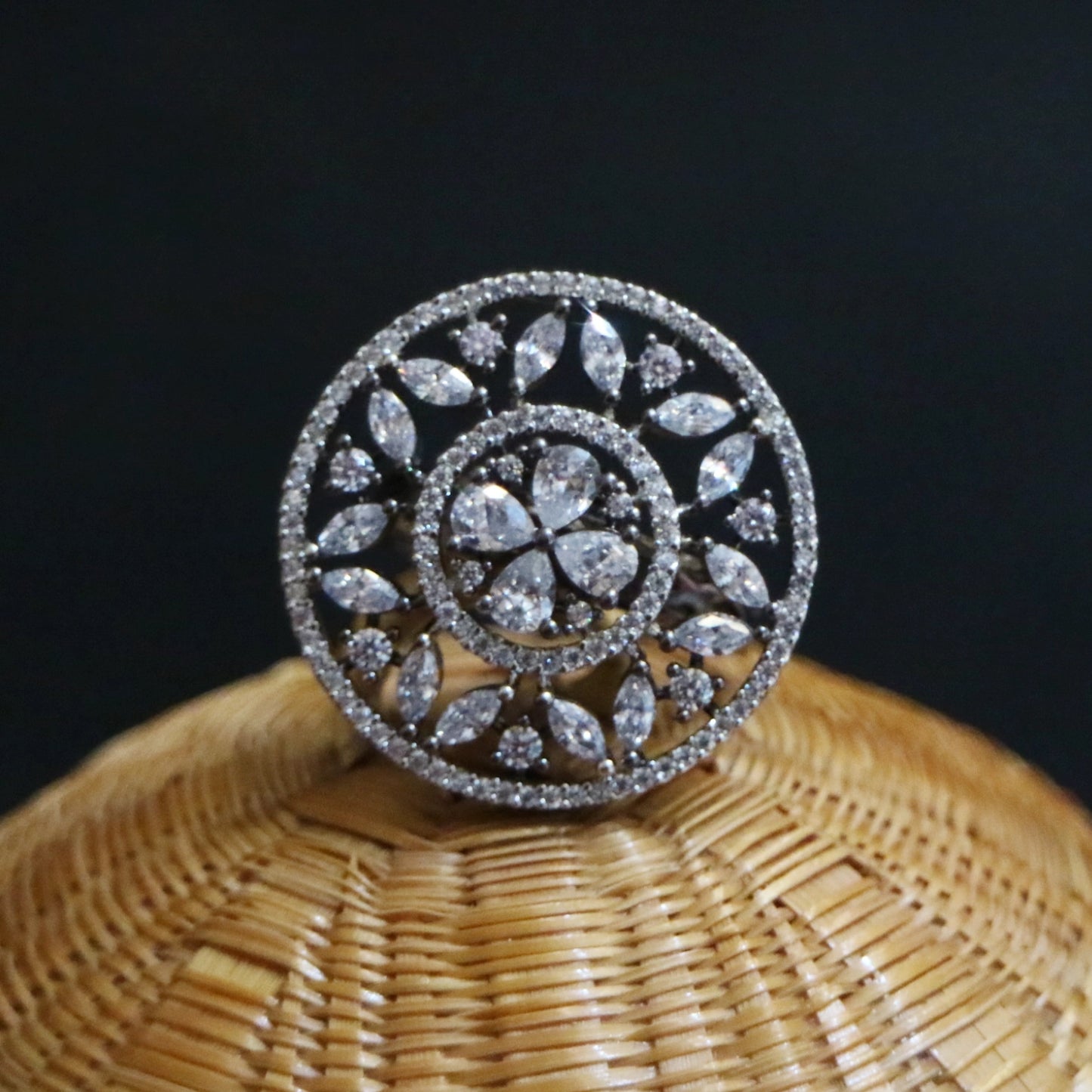 Celestial Bloom Zircon Cocktail Ring