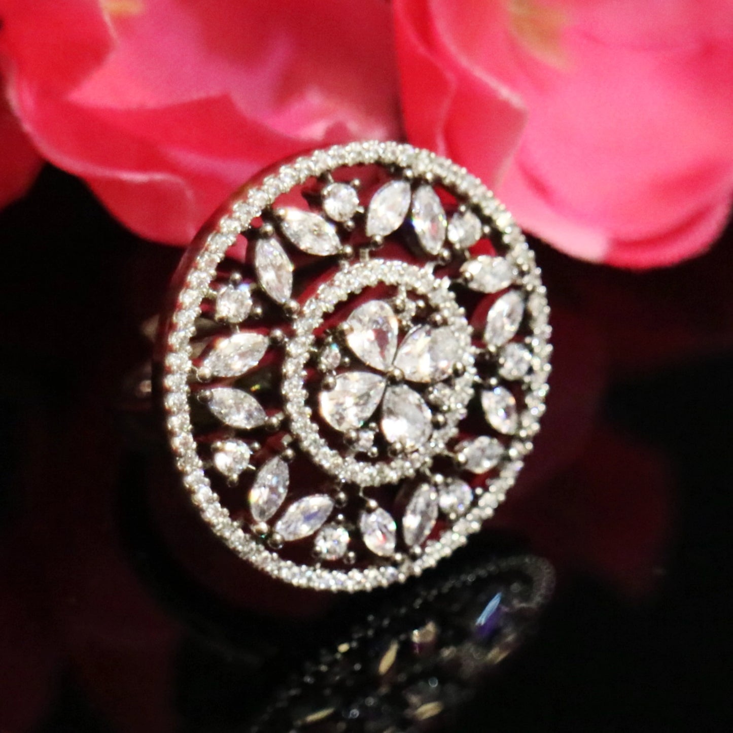 Celestial Bloom Zircon Cocktail Ring