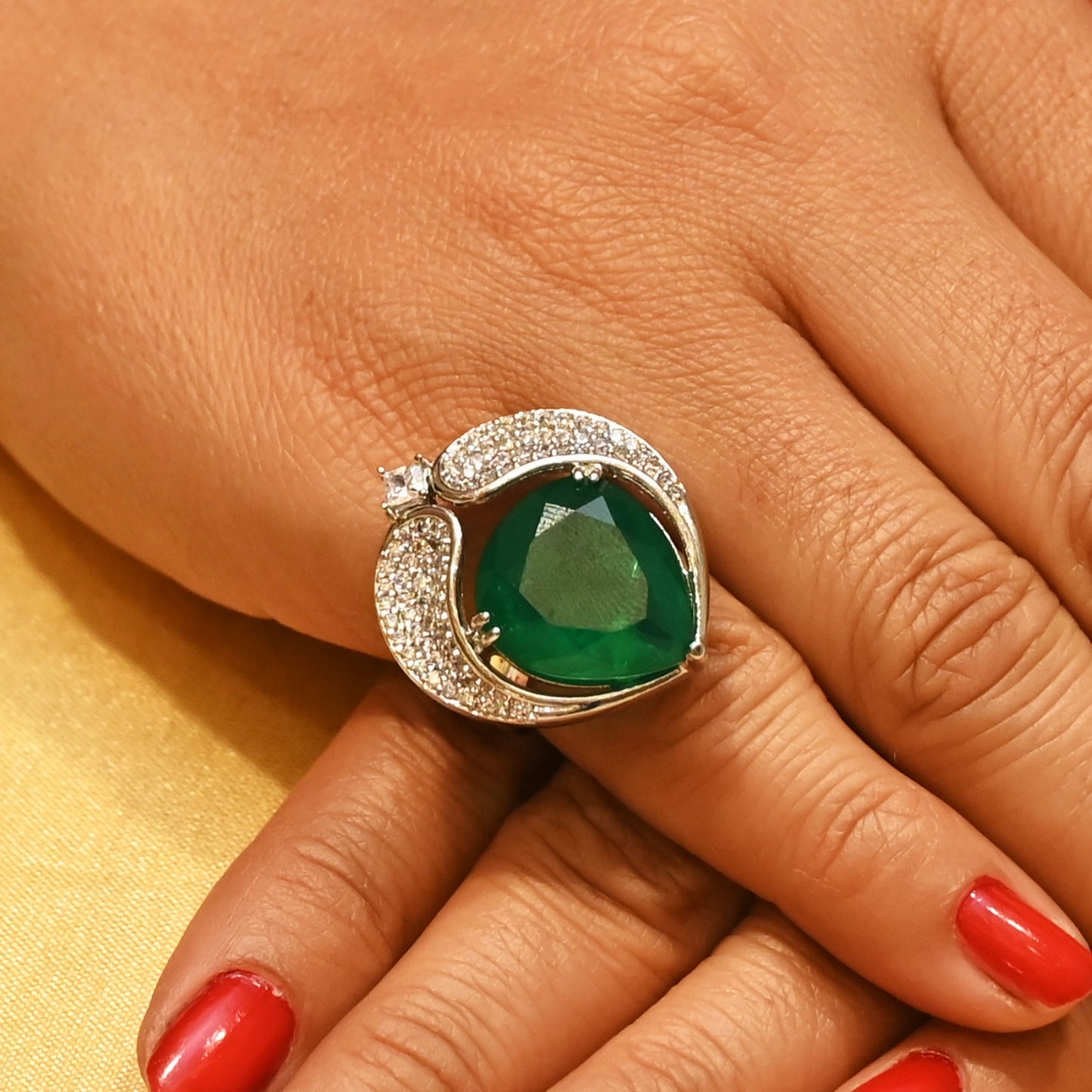 Bold Zircon & Pave Abstract Ring