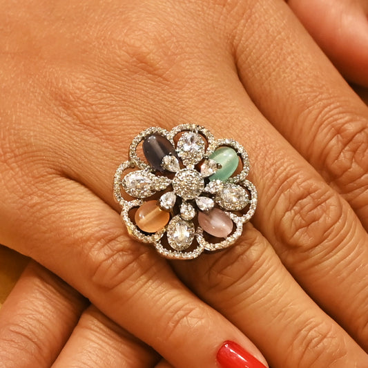 Effy Floral Multi Zircon Cocktail Ring