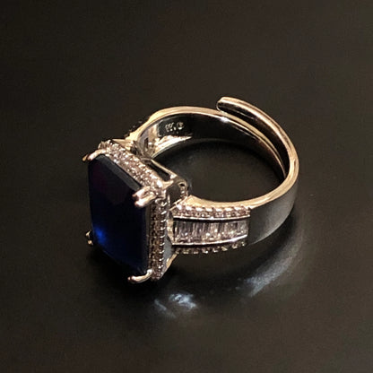 Regal Blue Emerald-Cut Halo Cocktail Ring