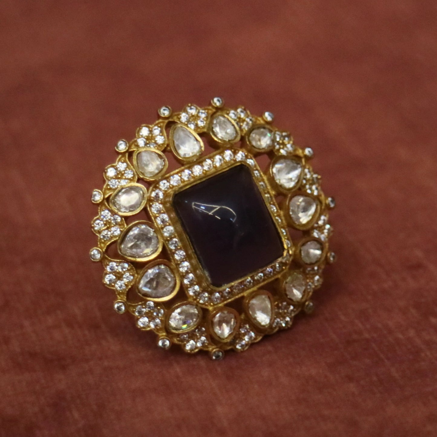 Royal Blue Jadau Cocktail Ring