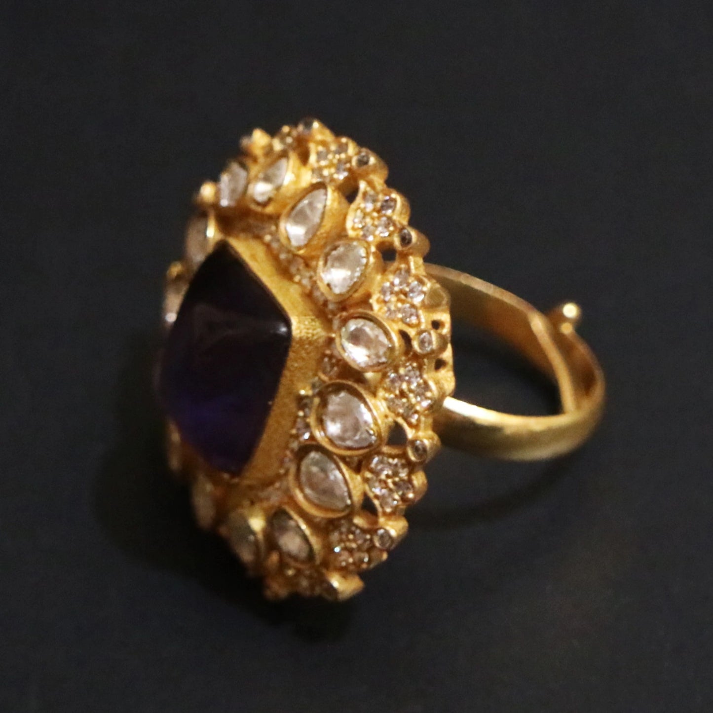 Royal Blue Jadau Cocktail Ring