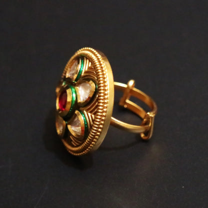 Antique Floral Jadau Ring