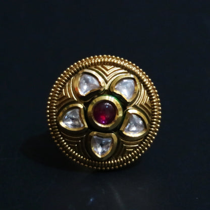 Antique Floral Jadau Ring