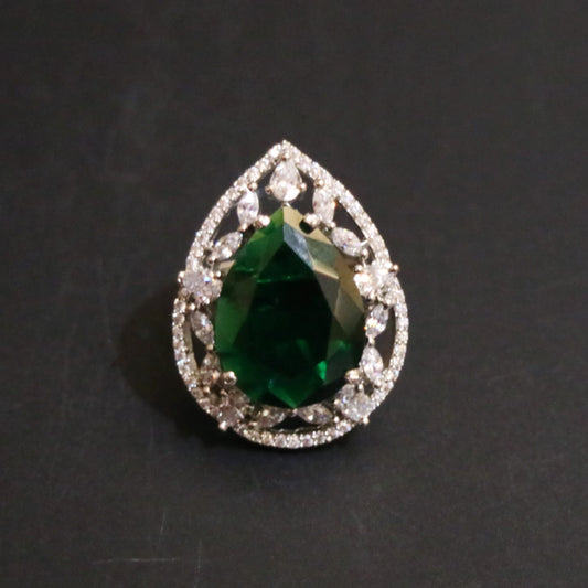 Midnight Teardrop Zircon Cocktail Ring