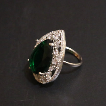 Midnight Teardrop Zircon Cocktail Ring