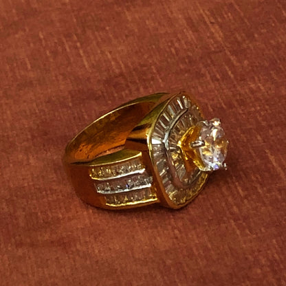 Dazzling Zircon Baguette & Round Cut Statement Ring