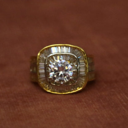 Dazzling Zircon Baguette & Round Cut Statement Ring